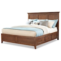 Transitional King Storage Bed with Six Drawers