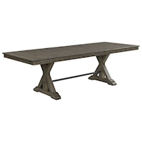 Farmhouse Trestle Dining Table with Self-Storing Leaf
