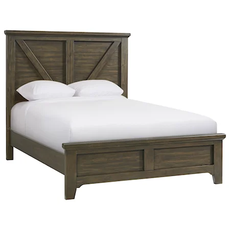 Casual Full Platform Bed with Paneled Headboard