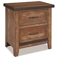 Rustic 2 Drawer Nightstand with USB Charging