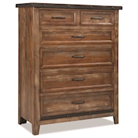 Rustic 6 Drawer Chest with Cedar-Lined Bottom Drawer