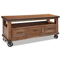Rustic TV Console with Decorative Casters