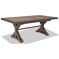 Rustic Trestle Table with Self-Storing Leaf