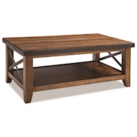 Rustic Coffee Table with Metal Accents