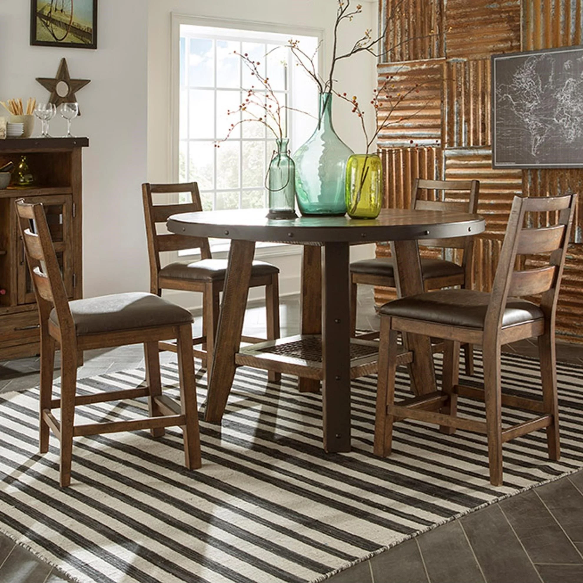 Taos TSBS489CCYBK24x4+TSTA5555GCYBCx1 5 Piece Rustic Round