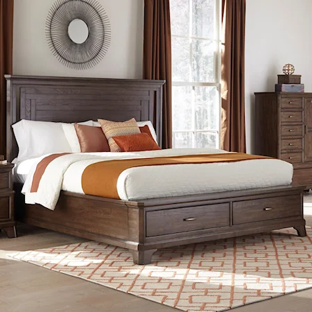 Transitional King Bed with Footboard Storage