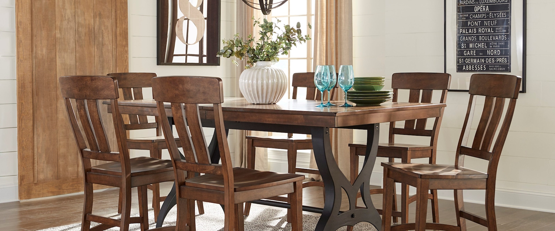 7 Piece Gathering Table & Bar Stool Set with Leaf