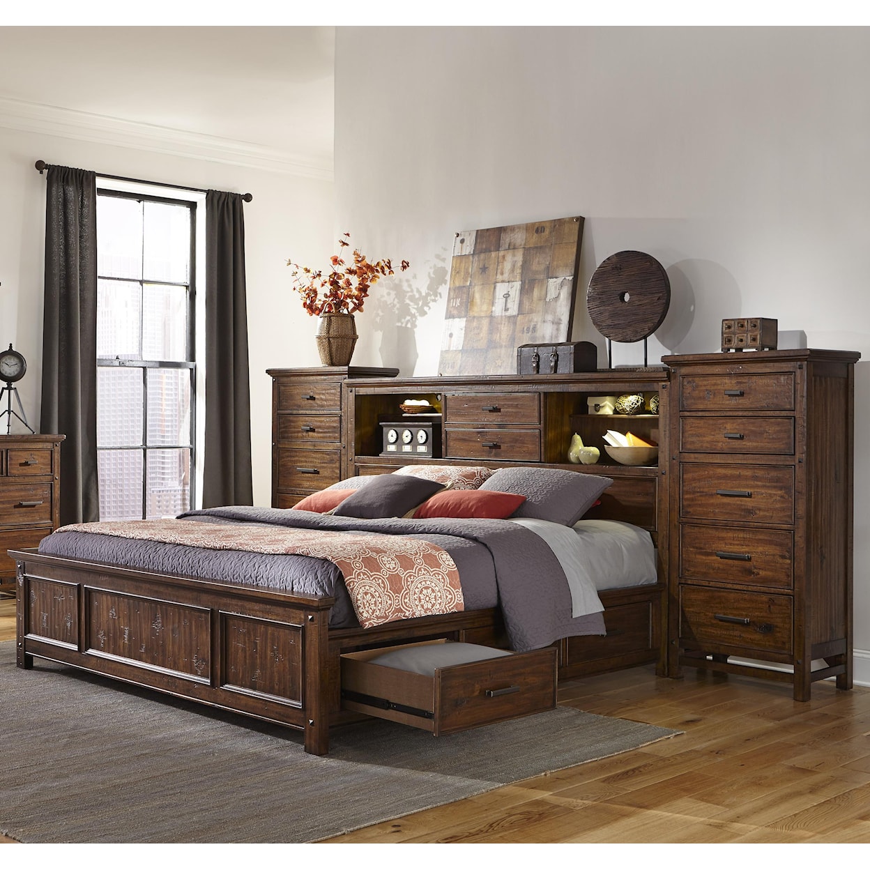Intercon Wolf Creek King Bookcase Bed with Storage