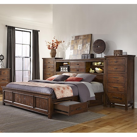 King Bookcase Bed with Storage