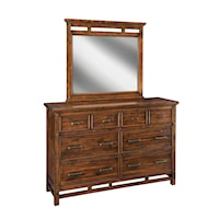 Dresser & Mirror Set with Cut-Out Wood Details