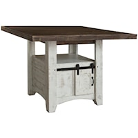 Rustic Solid Wood Counter Height Table with 2 Doors
