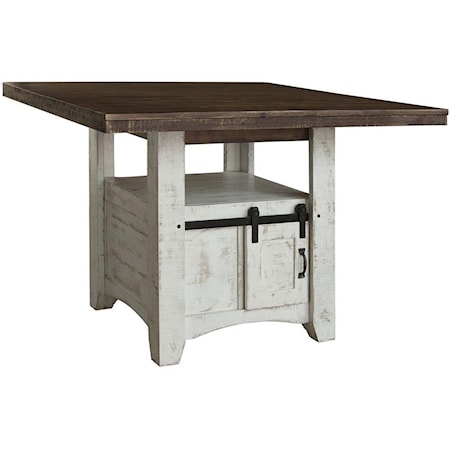 Rustic Solid Wood Counter Height Table with 2 Doors