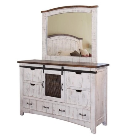 Dresser and Mirror Set