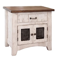 Rustic Nightstand with Mesh Panel Doors