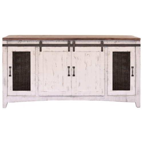 Rustic TV Stand with Four Doors