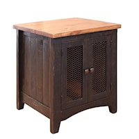 Rustic End Table with Mesh Doors