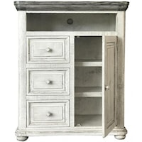 Transitional Solid Wood 3 Drawer And 1 Door Chest with Cord Management Hole
