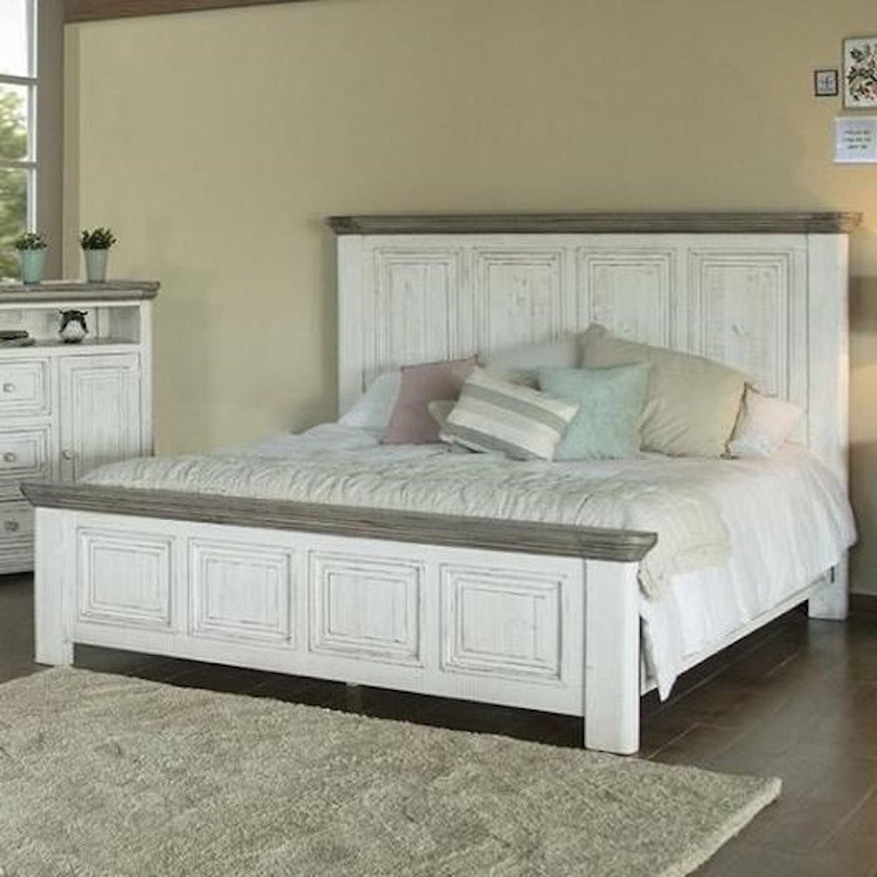 International Furniture Direct 768 Luna King Panel Bed