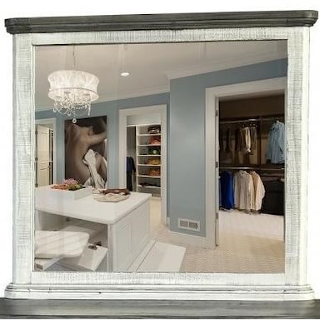 Transitional Dresser Mirror with Solid Wood Frame