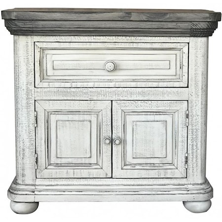 Transitional Solid Wood Nightstand with Microfiber Lined Top Drawer
