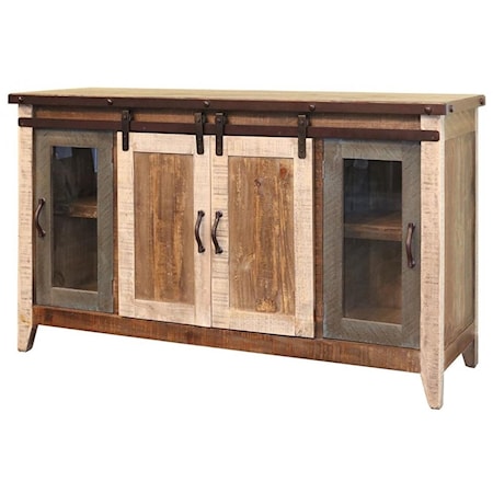 Rustic 60" TV Stand with Sliding Doors