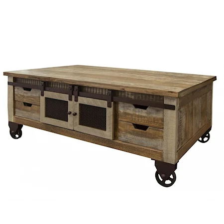 Cocktail Table with 4 Doors and 8 Drawers