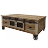 IFD 900 Antique Cocktail Table with 4 Doors and 8 Drawers