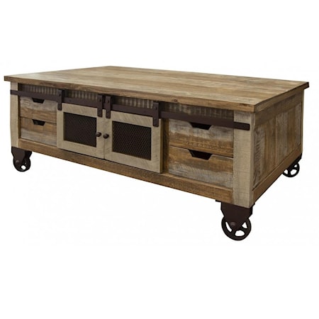 Cocktail Table with 4 Doors and 8 Drawers