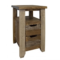 Rustic Two Drawer Chairside Table