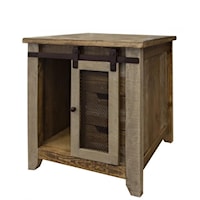 Rustic End Table with 1 Door and 3 Drawers