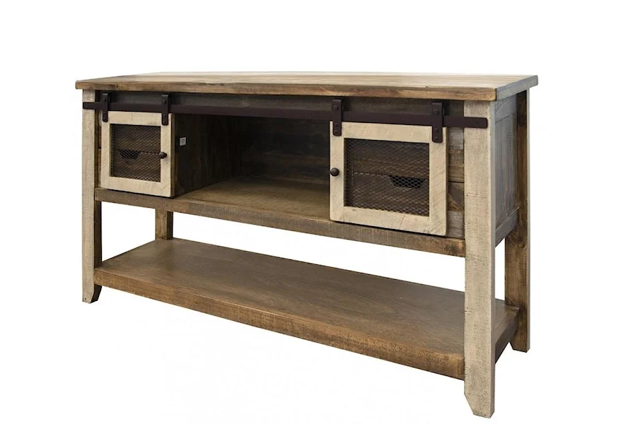 900 Antique Sofa Table with 2 Doors and 4 Drawers by International Furniture Direct at Michael Alan Furniture & Design