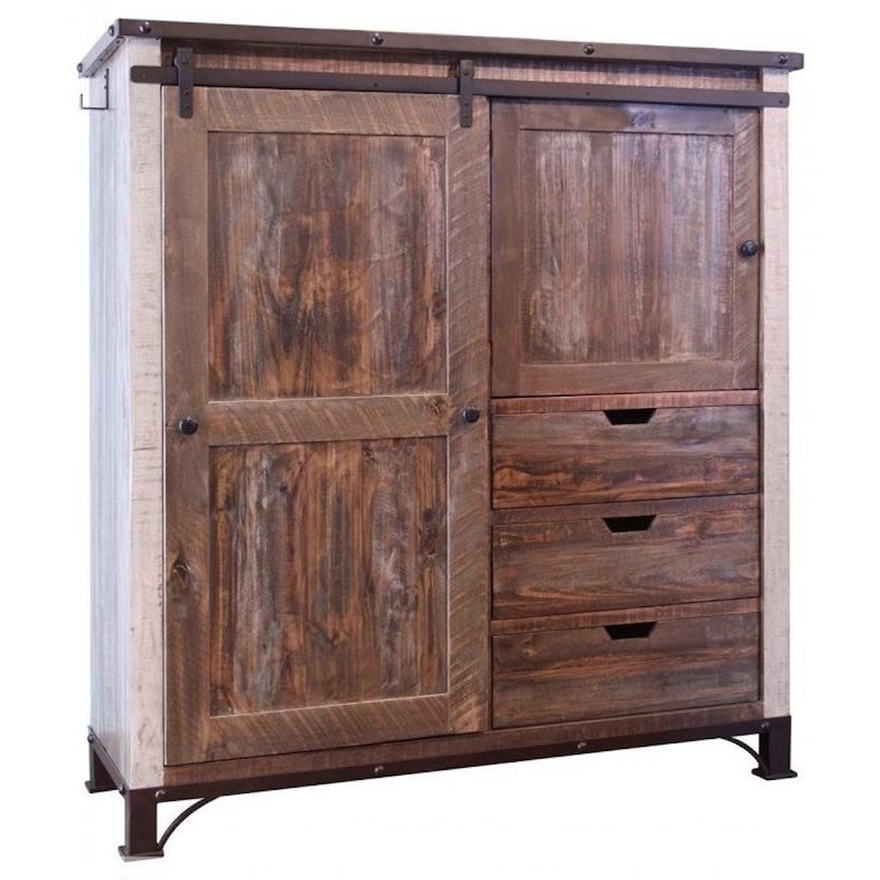 International Furniture Direct 900 Antique Gentleman's Chest with Sliding Door