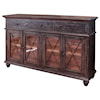 International Furniture Direct Vintage Console with 4 Glass Doors
