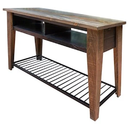 Rustic Sofa Table with Iron Shelf