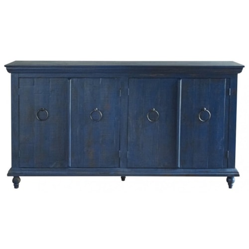 Transitional 4-Door Console with Fixed Shelves