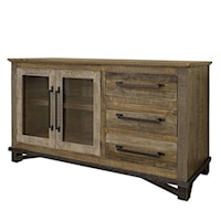 Rustic 3 Drawer, 2 Door Buffet with Iron Hardware