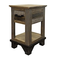 Rustic Chairside Table with 1 Drawer