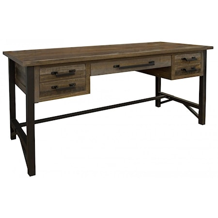 Signature Design by Ashley Starmore 24009 Modern Rustic/Industrial Home Office  Desk with Steel Base, Factory Direct Furniture