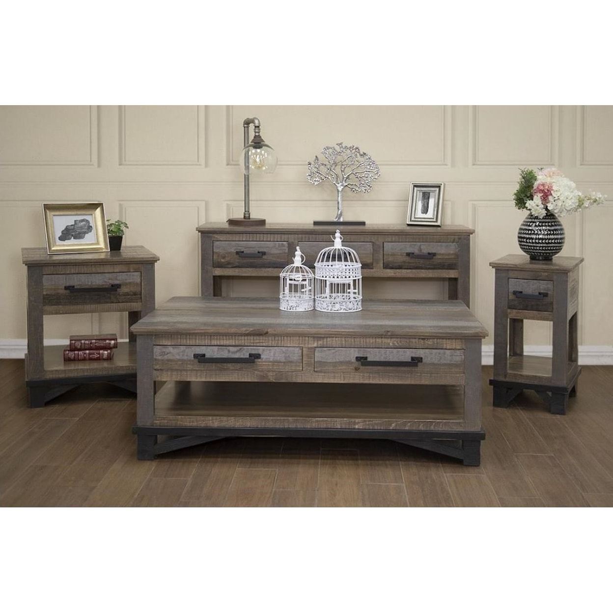 International Furniture Direct Loft Sofa Table with 3 Drawers