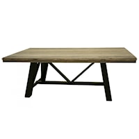 Rustic Two-Toned Solid Wood Trestle Dining Table