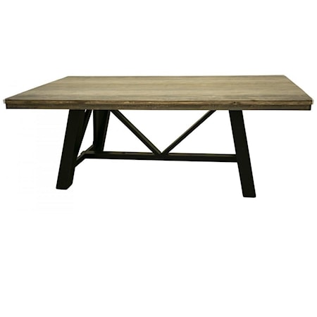 Rustic Two-Toned Solid Wood Trestle Dining Table