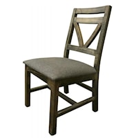 Rustic Solid Wood Side Chair with Fabric Seat