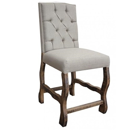 Upholstered Barstool with Tufted Back