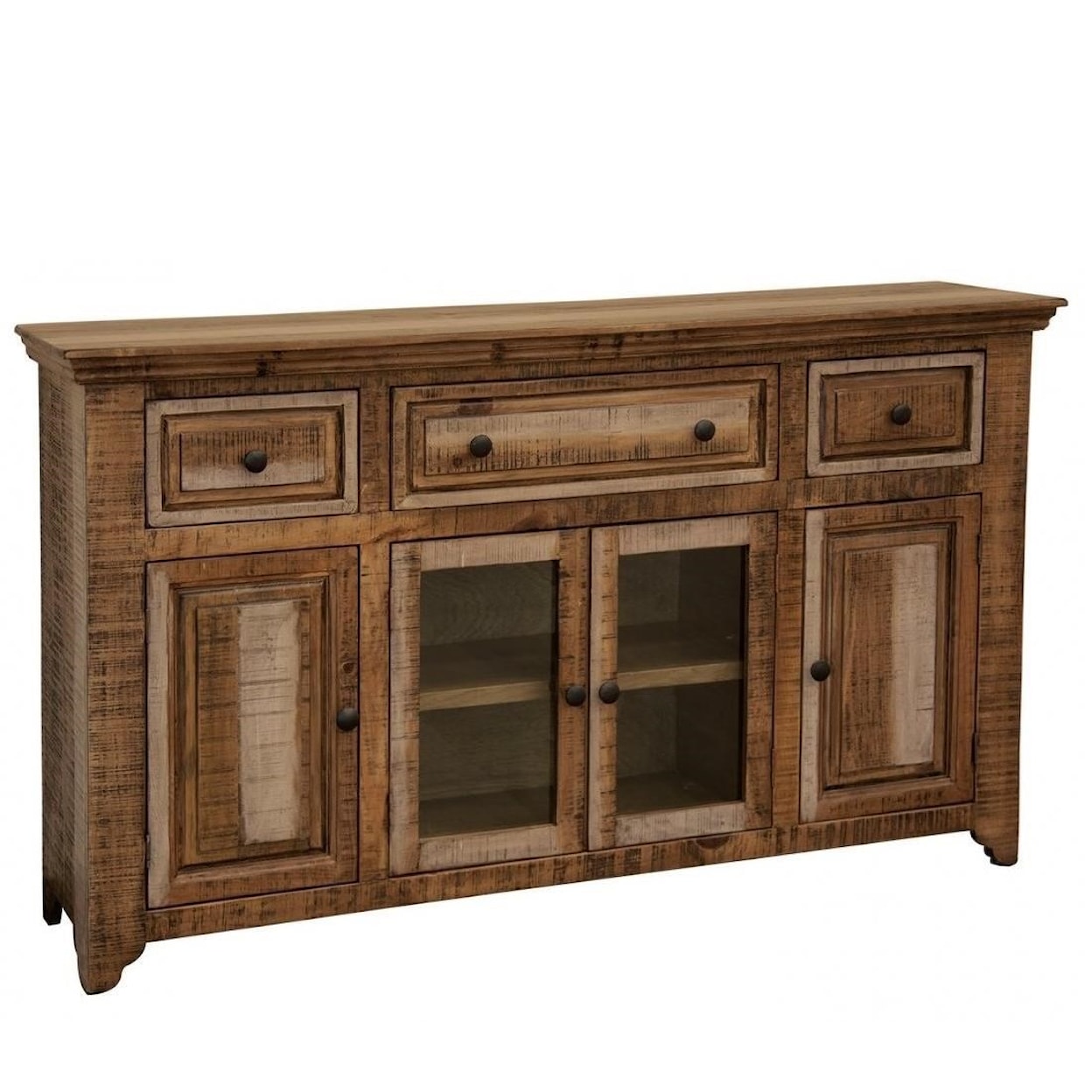 International Furniture Direct Marquez Console with 3 Drawers and 4 Doors