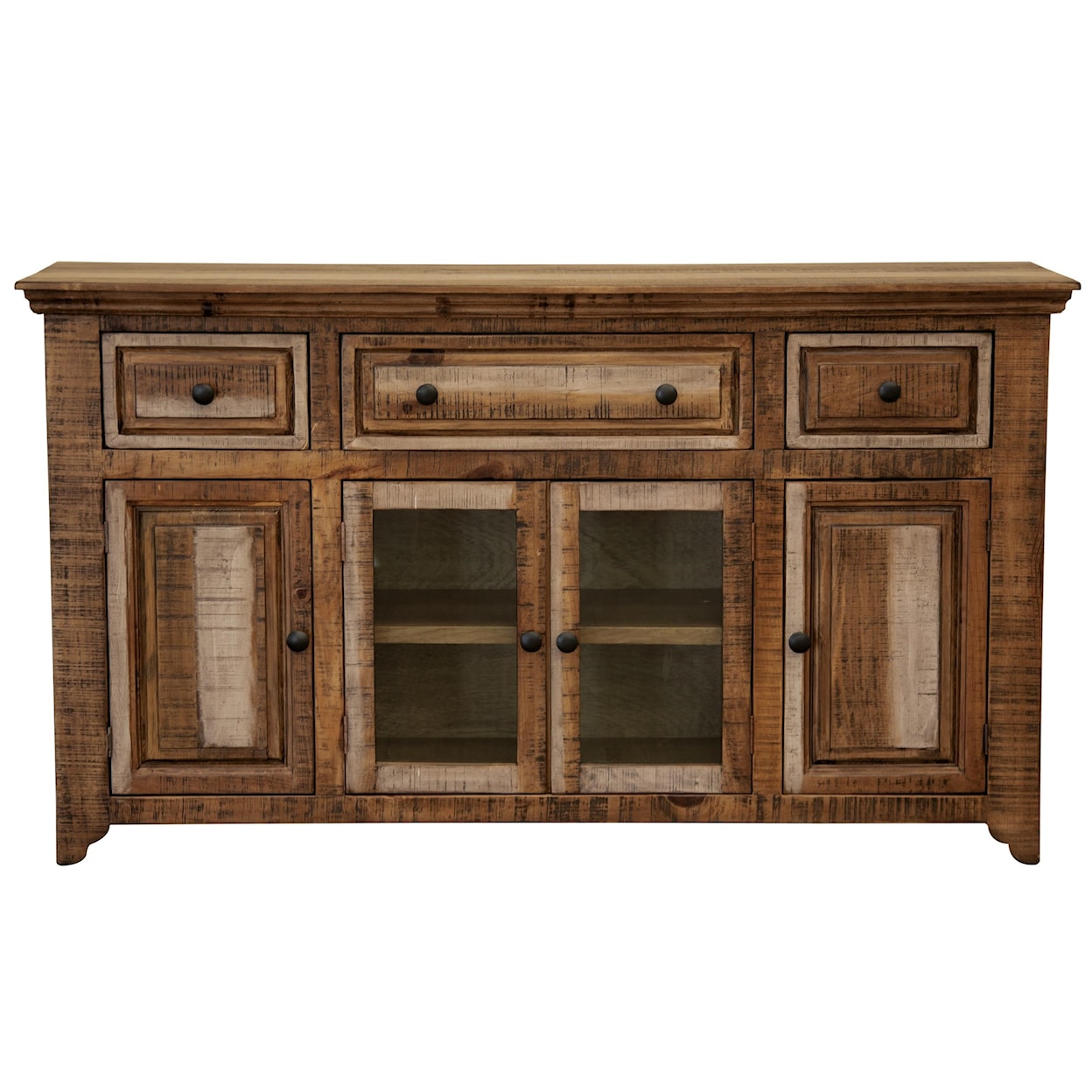 International Furniture Direct Marquez Console with 3 Drawers and 4 Doors