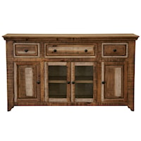 Solid Wood Console with 3 Drawers and 4 Doors