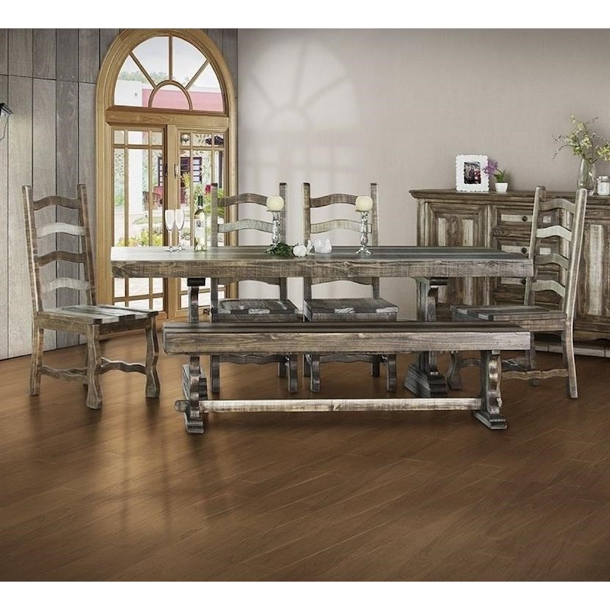International Furniture Direct Marquez Dining Set with Bench