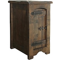 Rustic Solid Wood 1 Door Chairside Table