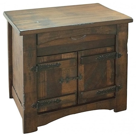 Rustic Nightstand with 2 Doors and 1 Drawer