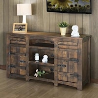 Rustic Solid Wood 60" TV Stand with Cord Access Holes